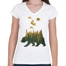 PRINTFASHION wild life - Női V-nyakú póló - Fehér női póló