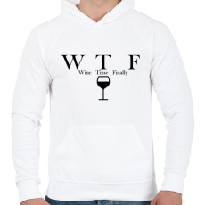 PRINTFASHION Wine Time Finally - Férfi kapucnis pulóver - Fehér