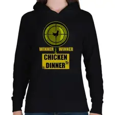 PRINTFASHION WINNER-WINNER CHICKEN DINNER - Női kapucnis pulóver - Fekete női pulóver, kardigán