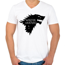 PRINTFASHION WINTER HAS ARRIVED - Férfi V-nyakú póló - Fehér férfi póló