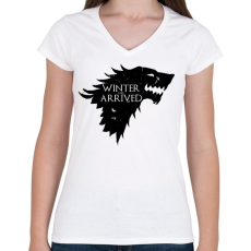 PRINTFASHION WINTER HAS ARRIVED - Női V-nyakú póló - Fehér