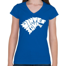 PRINTFASHION WINTER IS COMING - Női V-nyakú póló - Királykék női póló