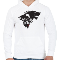 PRINTFASHION WINTER IS HERE - Férfi kapucnis pulóver - Fehér