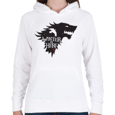 PRINTFASHION WINTER IS HERE - Női kapucnis pulóver - Fehér