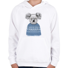 PRINTFASHION Winter koala - Gyerek kapucnis pulóver - Fehér gyerek pulóver, kardigán