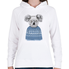 PRINTFASHION Winter koala - Női kapucnis pulóver - Fehér