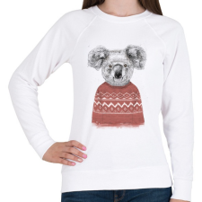 PRINTFASHION Winter koala (red) - Női pulóver - Fehér női pulóver, kardigán