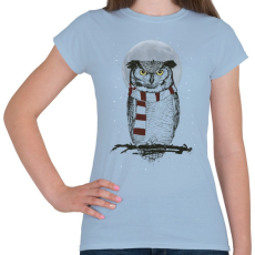 PRINTFASHION Winter owl - Női póló - Világoskék
