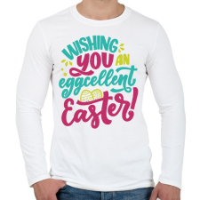 PRINTFASHION Wishing you an eggcellent easter - Férfi hosszú ujjú póló - Fehér férfi póló