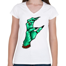 PRINTFASHION WITCH HAND - Női V-nyakú póló - Fehér