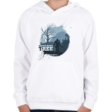 PRINTFASHION Witcher - Akasztott ember fája - Gyerek kapucnis pulóver - Fehér