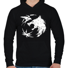 PRINTFASHION Witcher farkas fehér - Férfi kapucnis pulóver - Fekete férfi pulóver, kardigán