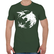 PRINTFASHION Witcher farkas fehér - Férfi póló - Katonazöld