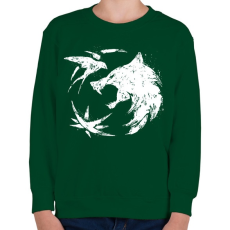 PRINTFASHION Witcher farkas fehér - Gyerek pulóver - Sötétzöld
