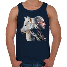 PRINTFASHION Witcher - fehér farkas - Férfi atléta - Sötétkék atléta, trikó