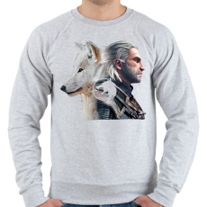PRINTFASHION Witcher - fehér farkas - Férfi pulóver - Sport szürke