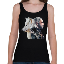 PRINTFASHION Witcher - fehér farkas - Női atléta - Fekete női trikó