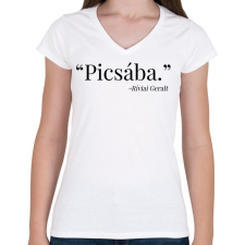 PRINTFASHION Witcher - Geralt - Picsába - Női V-nyakú póló - Fehér női póló
