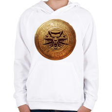 PRINTFASHION Witcher logó és pénzérme - Gyerek kapucnis pulóver - Fehér