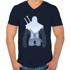 PRINTFASHION Witcher Monster Hunter - Férfi V-nyakú póló - Sötétkék