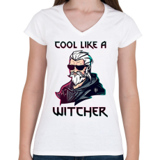 PRINTFASHION Witcher - Női V-nyakú póló - Fehér