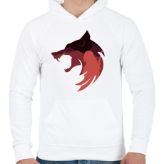 PRINTFASHION Witcher Red Wolf - Férfi kapucnis pulóver - Fehér