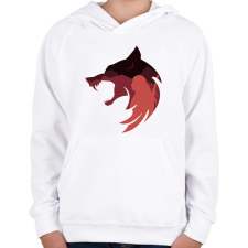 PRINTFASHION Witcher Red Wolf - Gyerek kapucnis pulóver - Fehér gyerek pulóver, kardigán