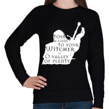 PRINTFASHION Witcher - Toss a coin... - Női pulóver - Fekete női pulóver, kardigán