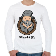 PRINTFASHION Wizard 4life - Férfi hosszú ujjú póló - Fehér férfi póló