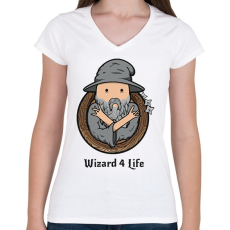 PRINTFASHION Wizard 4life - Női V-nyakú póló - Fehér