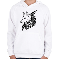PRINTFASHION Wolf Black - Gyerek kapucnis pulóver - Fehér gyerek pulóver, kardigán