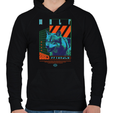 PRINTFASHION Wolf - Férfi kapucnis pulóver - Fekete férfi pulóver, kardigán