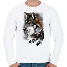 PRINTFASHION wolf - Férfi pulóver - Fehér