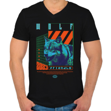 PRINTFASHION Wolf - Férfi V-nyakú póló - Fekete férfi póló