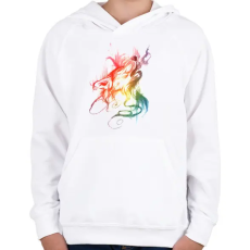 PRINTFASHION wolf - Gyerek kapucnis pulóver - Fehér
