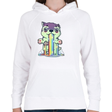 PRINTFASHION wolf-rainbow - Női kapucnis pulóver - Fehér női pulóver, kardigán