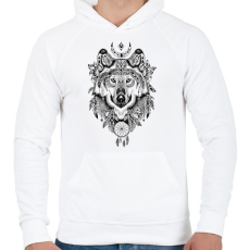 PRINTFASHION Wolf Tattoo drawing - Férfi kapucnis pulóver - Fehér