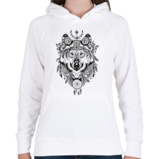 PRINTFASHION Wolf Tattoo drawing - Női kapucnis pulóver - Fehér női pulóver, kardigán