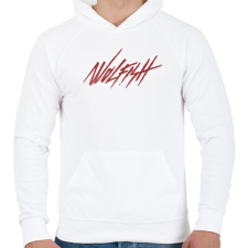 PRINTFASHION Wolfish - Férfi kapucnis pulóver - Fehér férfi pulóver, kardigán