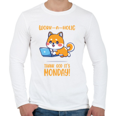 PRINTFASHION Work-a-holic - Férfi hosszú ujjú póló - Fehér