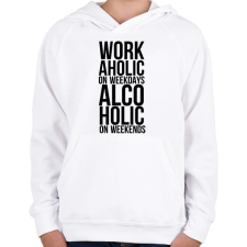 PRINTFASHION Workaholic on weekdays - Gyerek kapucnis pulóver - Fehér gyerek pulóver, kardigán