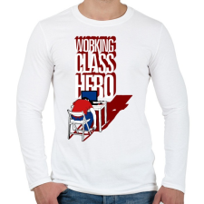 PRINTFASHION Working class hero - Férfi hosszú ujjú póló - Fehér férfi póló