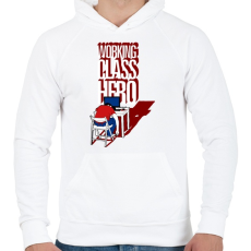 PRINTFASHION Working class hero - Férfi kapucnis pulóver - Fehér
