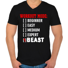 PRINTFASHION Workout mode: BEAST - Férfi V-nyakú póló - Fekete férfi póló
