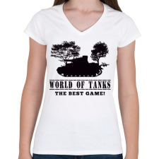 PRINTFASHION WORLD OF TANKS - Női V-nyakú póló - Fehér női póló