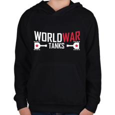 PRINTFASHION World War Tanks - Gyerek kapucnis pulóver - Fekete