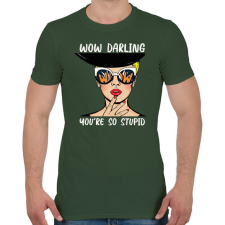 PRINTFASHION Wow Darling - Pop art - Férfi póló - Katonazöld férfi póló