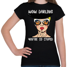 PRINTFASHION Wow Darling - Pop art - Női póló - Fekete női póló