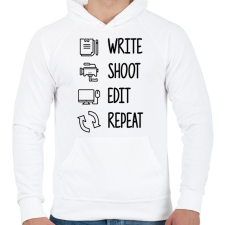 PRINTFASHION Write, shoot, edit, repeat - Férfi kapucnis pulóver - Fehér férfi pulóver, kardigán