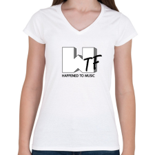 PRINTFASHION Wtf hapenned with music - parody - Női V-nyakú póló - Fehér női póló